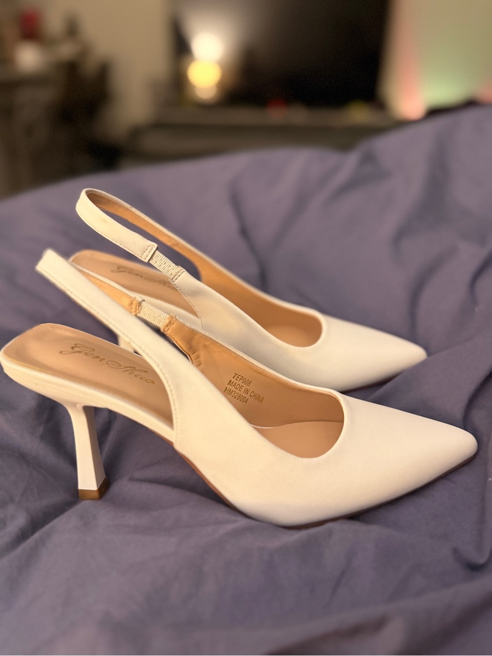 White Slingback Pointed-Toe Heels